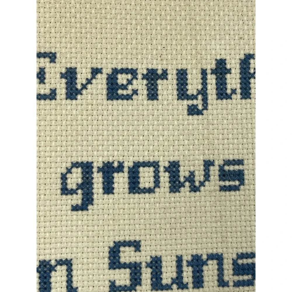 Vintage Cross Stitch Framed Quote Sunshine Love Girl Garden Floral 13x10
